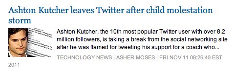 Ashton Kutcher leaves Twitter