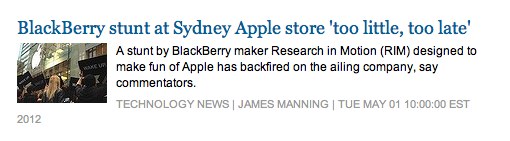 blackberry stunt at Apple Store